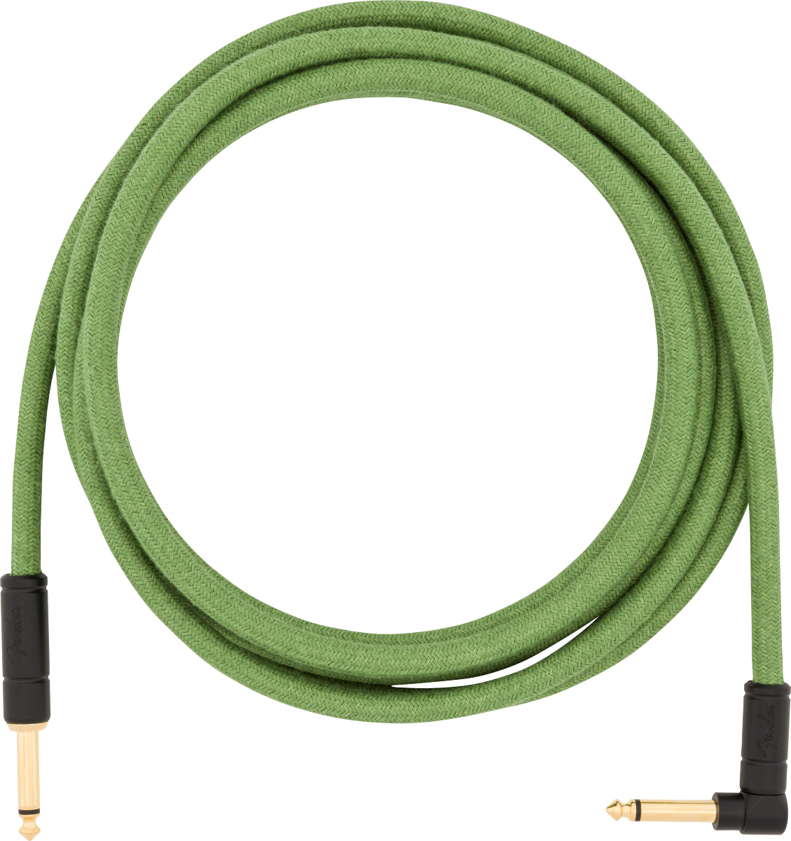 FENDER 10' PURE HEMP INSTRUMENT CABLE, GREEN, RIGHT ANGLE