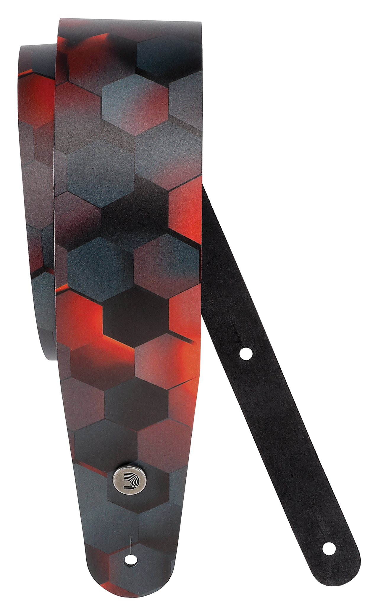 D'ADDARIO PRINTED LEATHER GUITAR STRAP, RED HEX