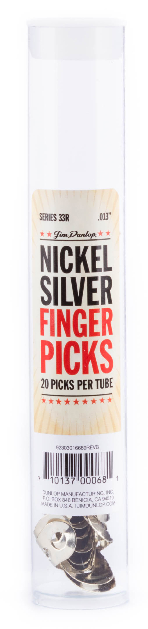 DUNLOP TUBE OF 20 FINGER PICKS, .013