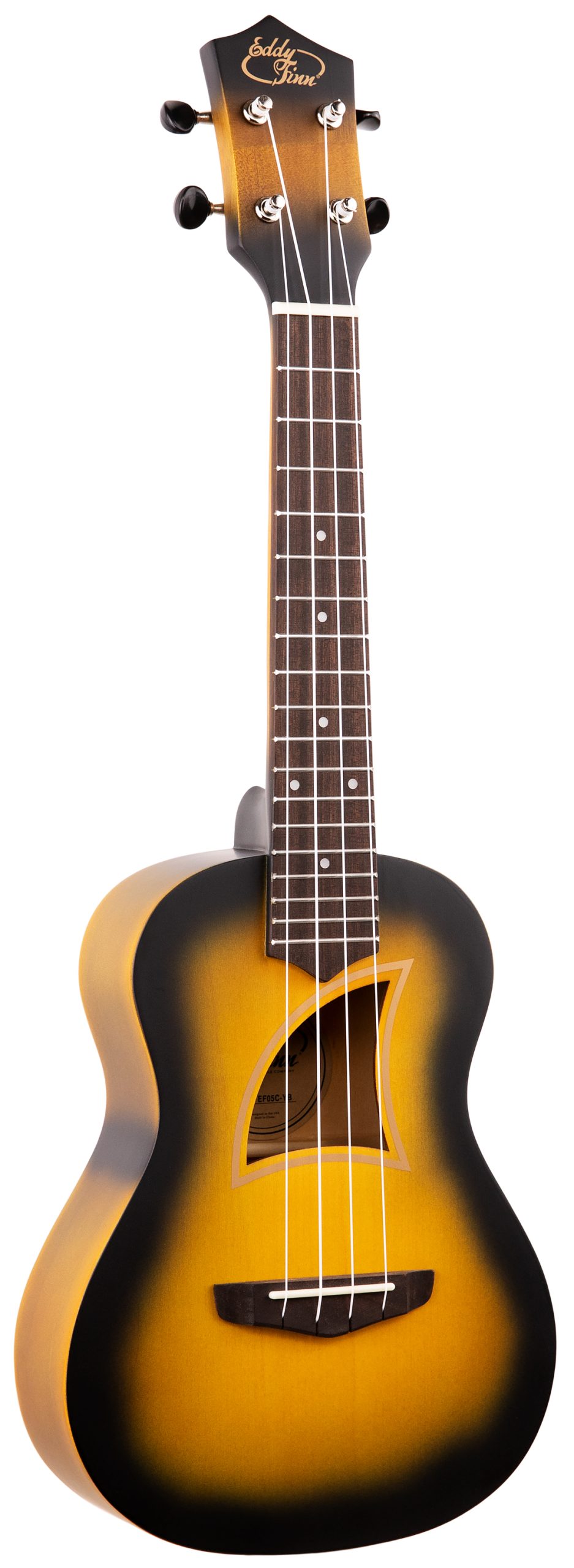 EDDY FINN COLOR BURST UKULELE WITH GIG BAG, YELLOW BURST