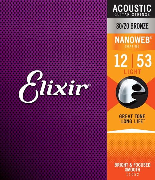ELIXIR 80/20 BRONZE ACOUSTIC GUITAR STRING SET W/ NANOWEB