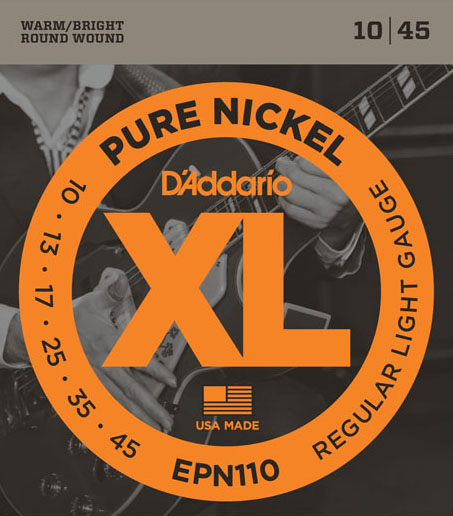 D'ADDARIO ELECTRIC GUITAR STRING SET, XL PURE NICKEL ROUND WOUND
