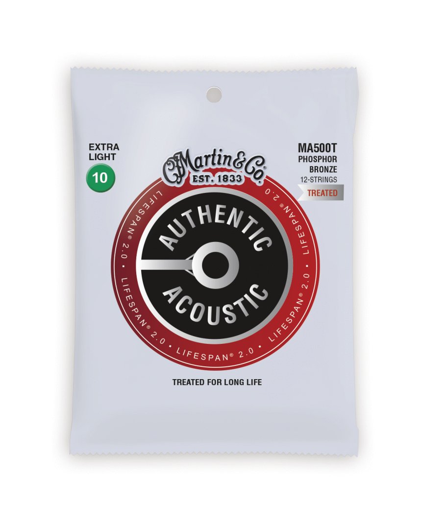 Martin MA500T Authentic Acoustic Lifespan 92/8 Phosphor Bronze Extra Light Guitar Strings