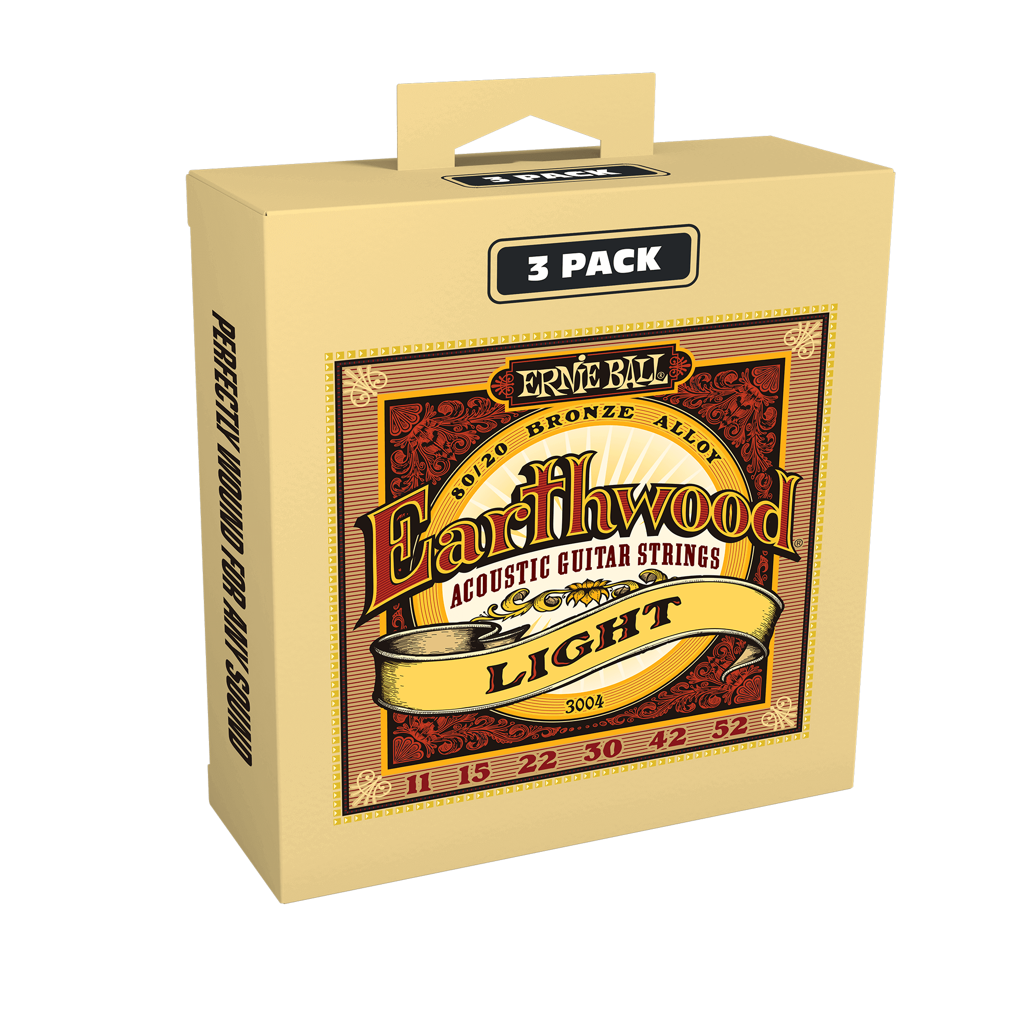 Earthwood Light 80/20 Bronze Acoustic Guitar Strings 3-Pack - 11-52 Gauge