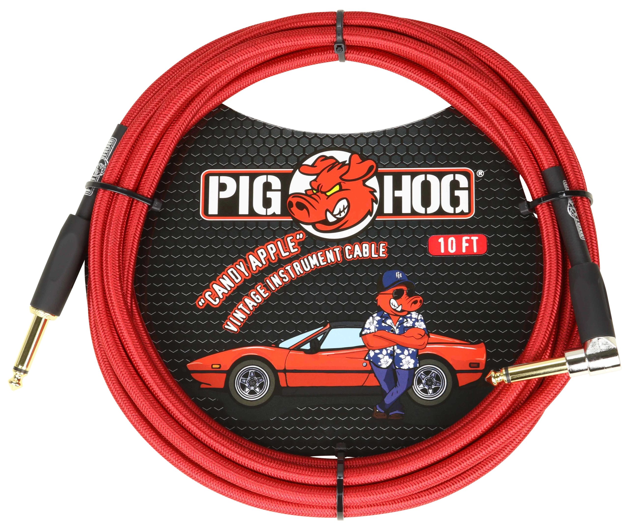 PIG HOG VINTAGE SERIES INSTRUMENT CABLE, 10FT, CANDY APPLE