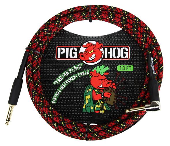 PIG HOG VINTAGE SERIES INSTRUMENT CABLE, 10ft, TARTAN PLAID
