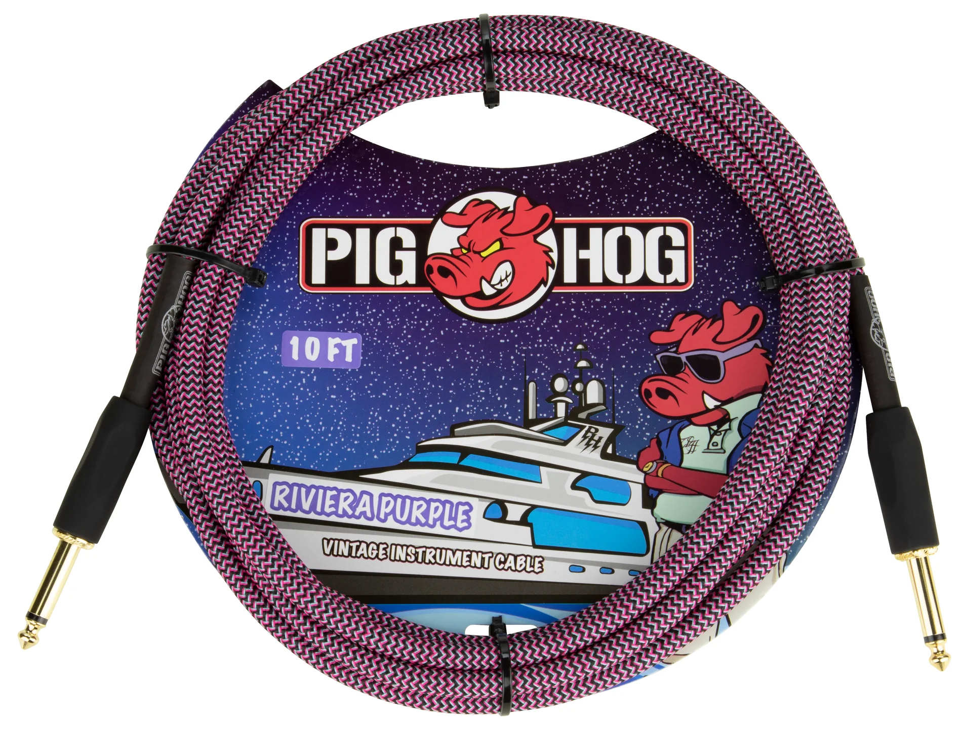 PIG HOG VINTAGE SERIES INSTRUMENT CABLE, 10FT, RIVIERA PURPLE