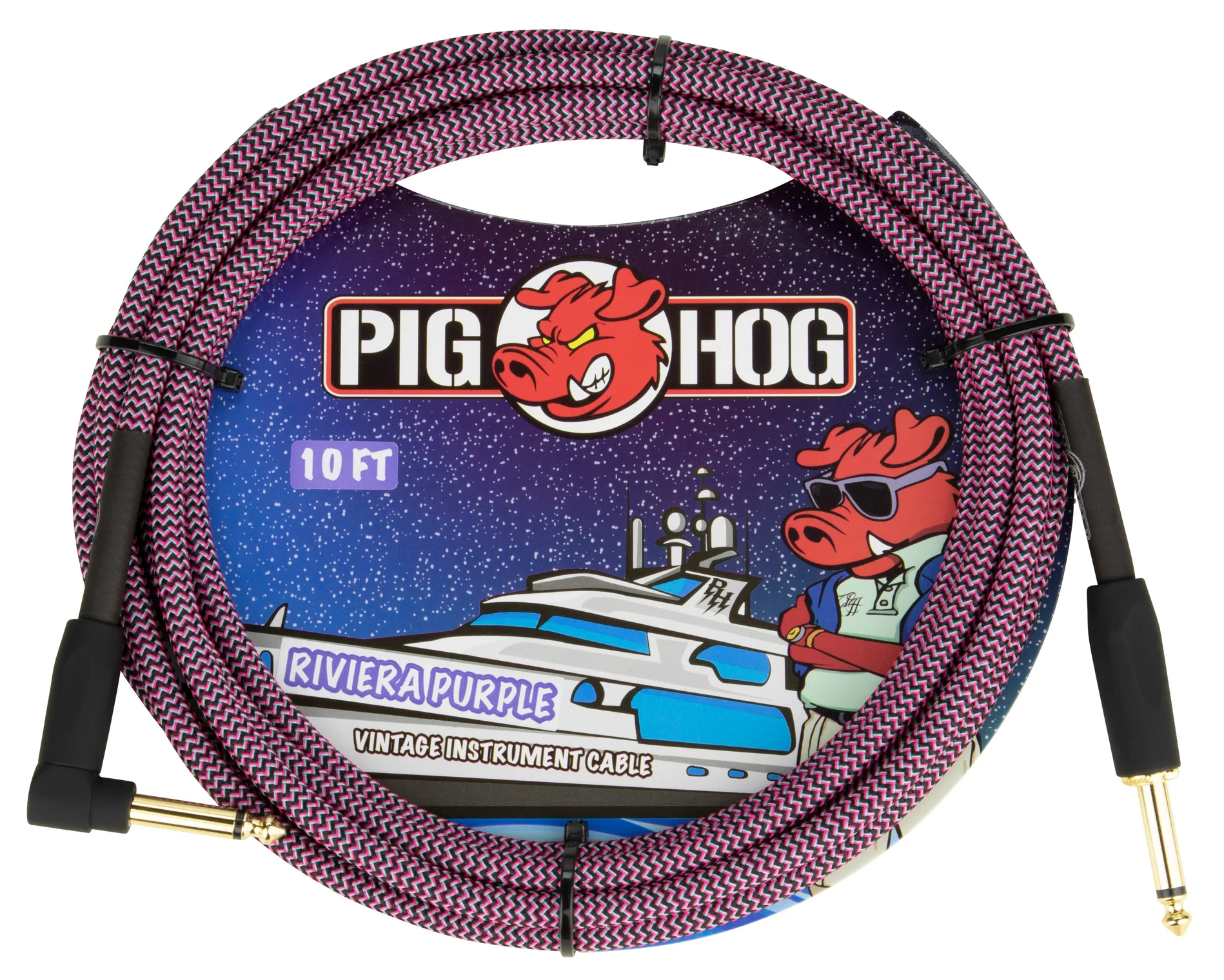 PIG HOG VINTAGE SERIES INSTRUMENT CABLE, 10FT, RIVIERA PURPLE
