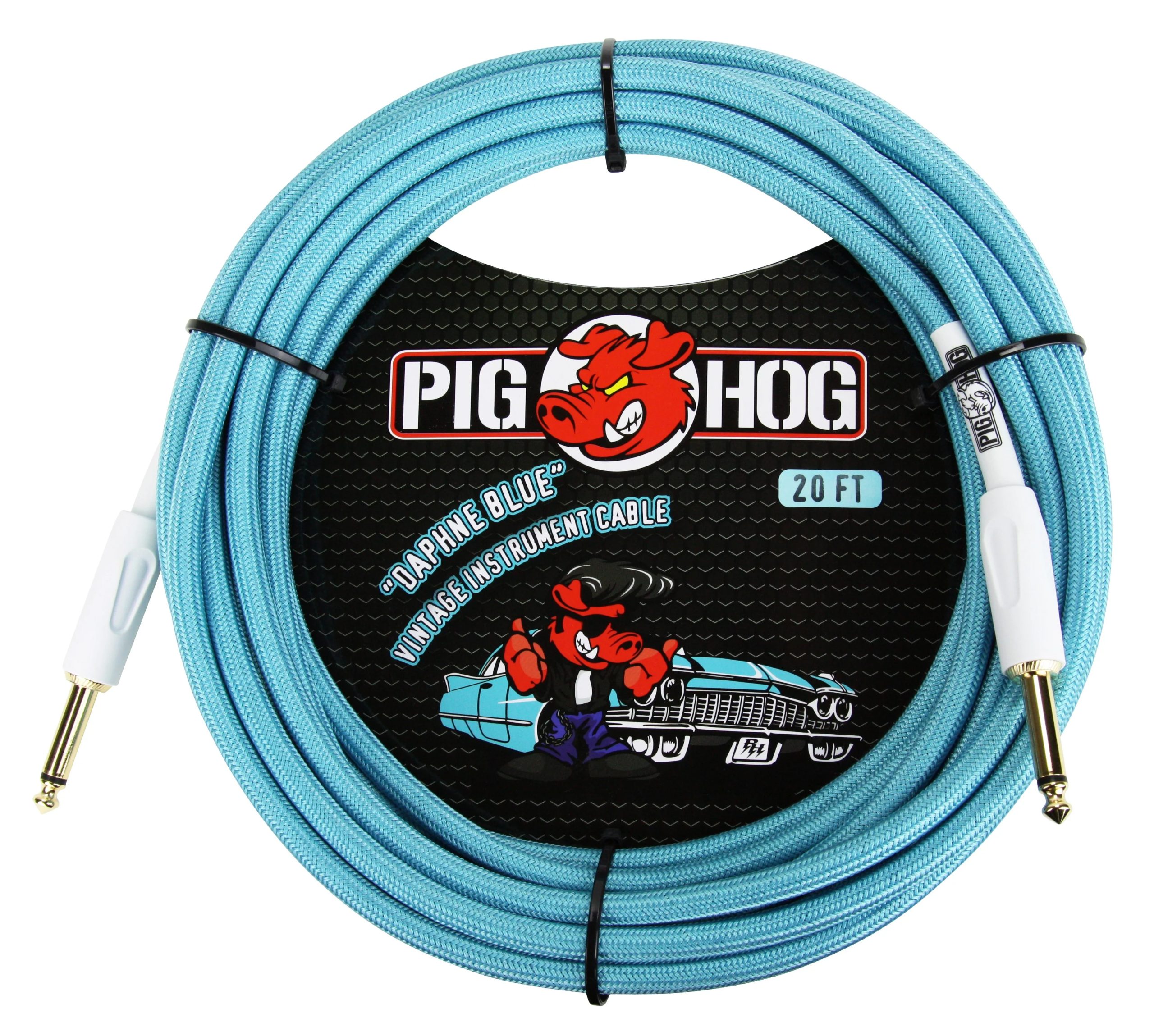 PIG HOG VINTAGE SERIES INSTRUMENT CABLE, 20ft, "DAPHNE BLUE"
