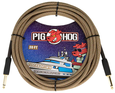 PIG HOG VINTAGE SERIES INSTRUMENT CABLE, 20FT, TUSCAN BROWN