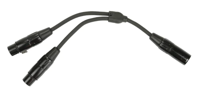 6" Y Cable, XLR(M)-Dual XLR(F)