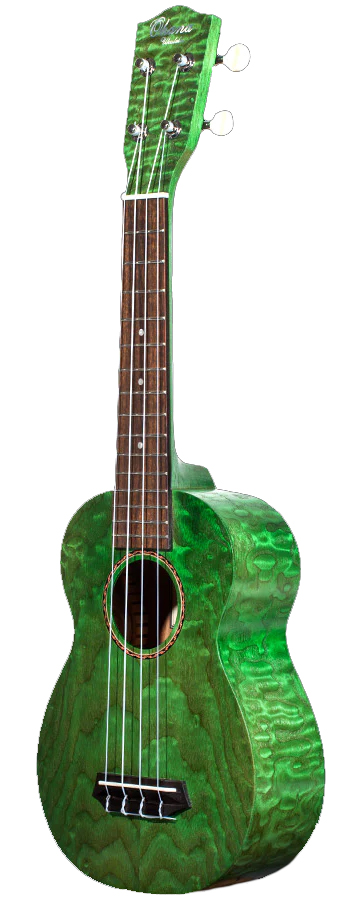 OHANA SOPRANO UKULELE, WILLOW WOOD TOP/BACK/SIDES, GREEN