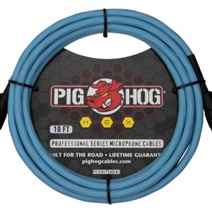 Pig Hog Hex Series Mic Cable, 10ft - Daphne Blue
