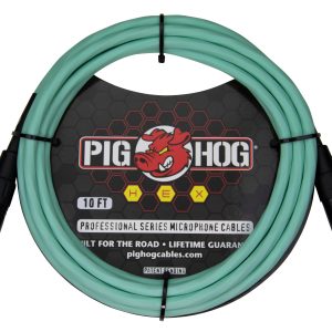 Pig Hog Hex Series Mic Cable, 10ft - Seafoam Green