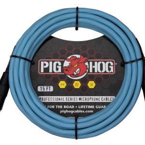 Pig Hog Hex Series Mic Cable, 15ft - Daphne Blue