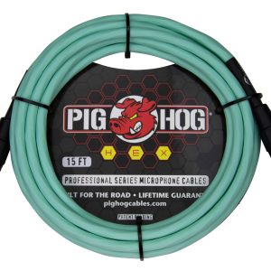 Pig Hog Hex Series Mic Cable, 15ft - Seafoam Green