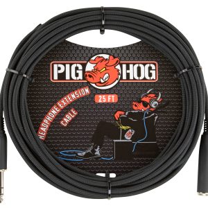 Pig Hog Solutions - 25ft Headphone Extension Cable, 1/4", Black Woven
