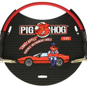 PIG HOG "CANDY APPLE RED" 1FT RIGHT ANGLED PATCH CABLE