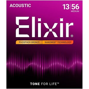 Elixir Phosphor Bronze Acoustic Guitar Strings With NANOWEB Coating, M