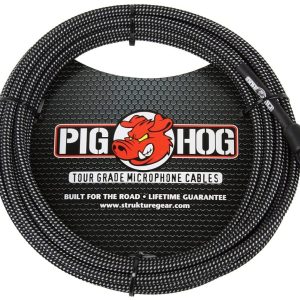 Pig Hog PHM10BKW Black/White Woven High Performance XLR Microphone Cab