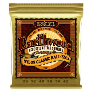 Earthwood Folk Nylon, Clear & Gold Ball End, 80/20 Bronze Acoustic Gui